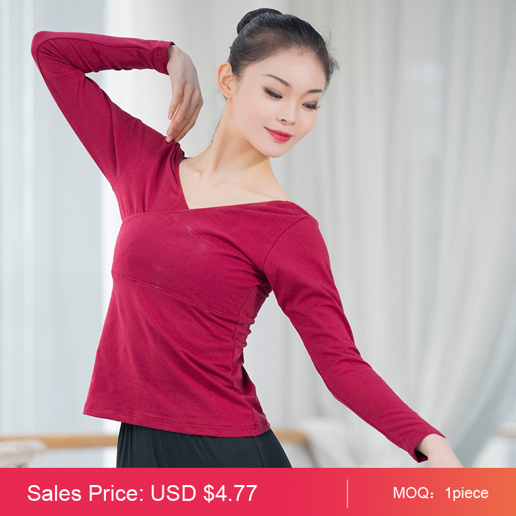 long sleeves crisscross front ballet dance top
